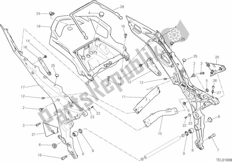 All parts for the Rear Frame Comp. Of the Ducati Multistrada 950 Thailand 2019